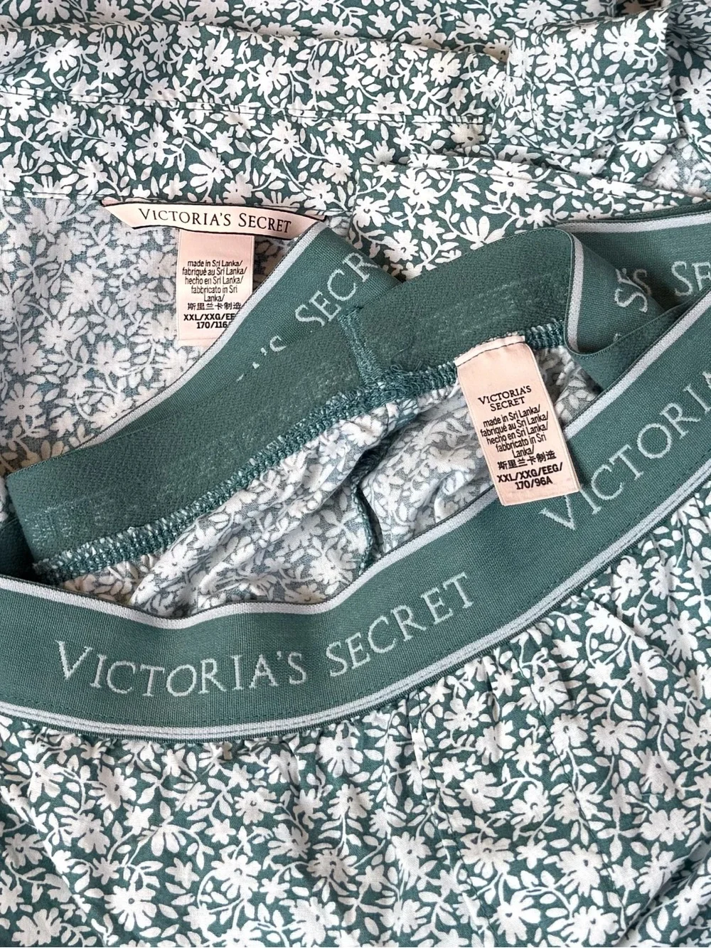 Victoria Secret 100% Cotton Ditsy Floral Collared Button Down Boxer Short PJ Set